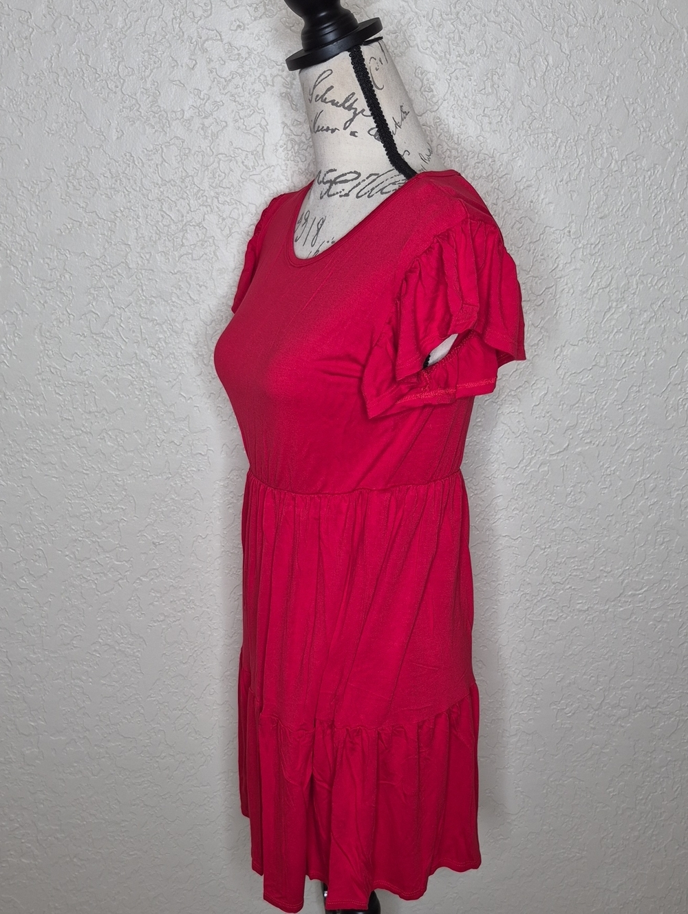 Brit & Bri Tiered Skirt Dress Red Size M - Picture 2 of 5